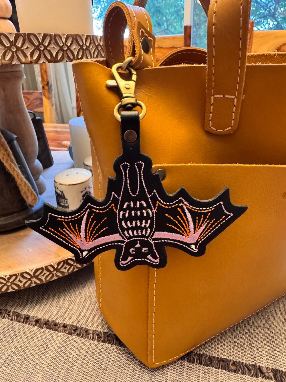Portland Leather Bat Bag Charm Bat Purse Charm NEW! Halloween Charms